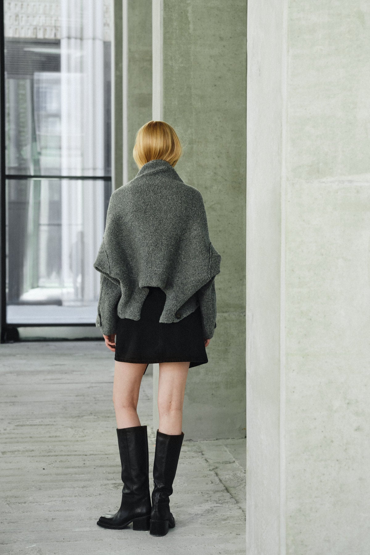 Emel - Sheep knit reverse jacket I Grey melange 9 - Rabens Saloner - DK