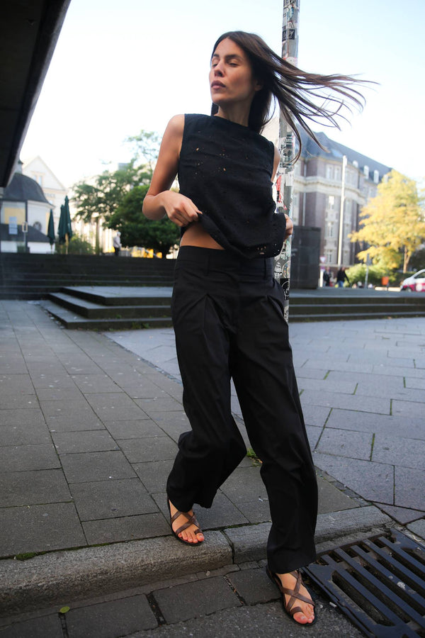 Enel - Papery parallel pants I Black 1 - Rabens Saloner - DK