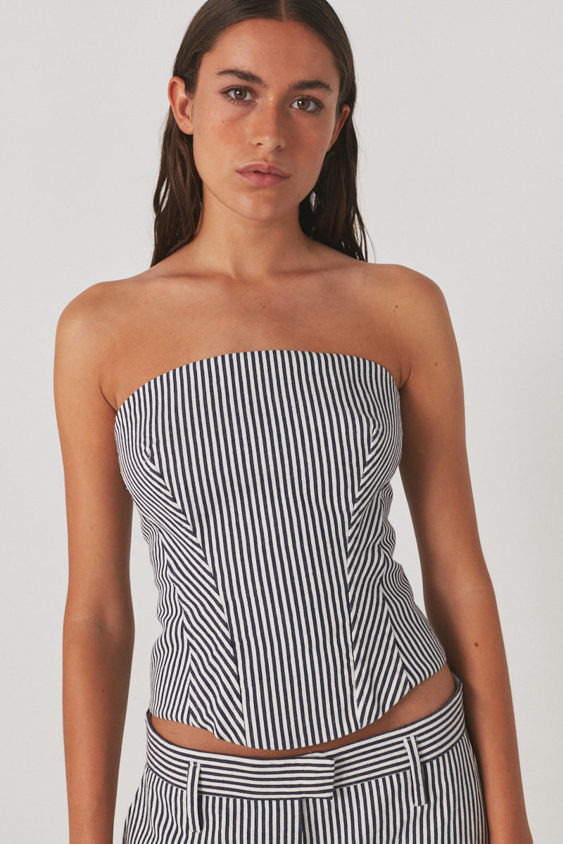 PreLoved Kif - Easy tailoring corset I Blue stripe - S 3 - Rabens Saloner - DK