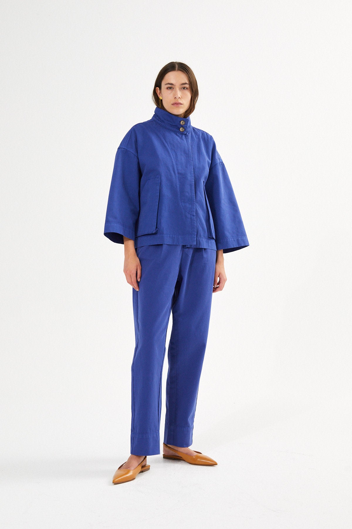 PreLoved Raina - Canvas light pleat pant I Workwear blue - XS 3 - Rabens Saloner - DK
