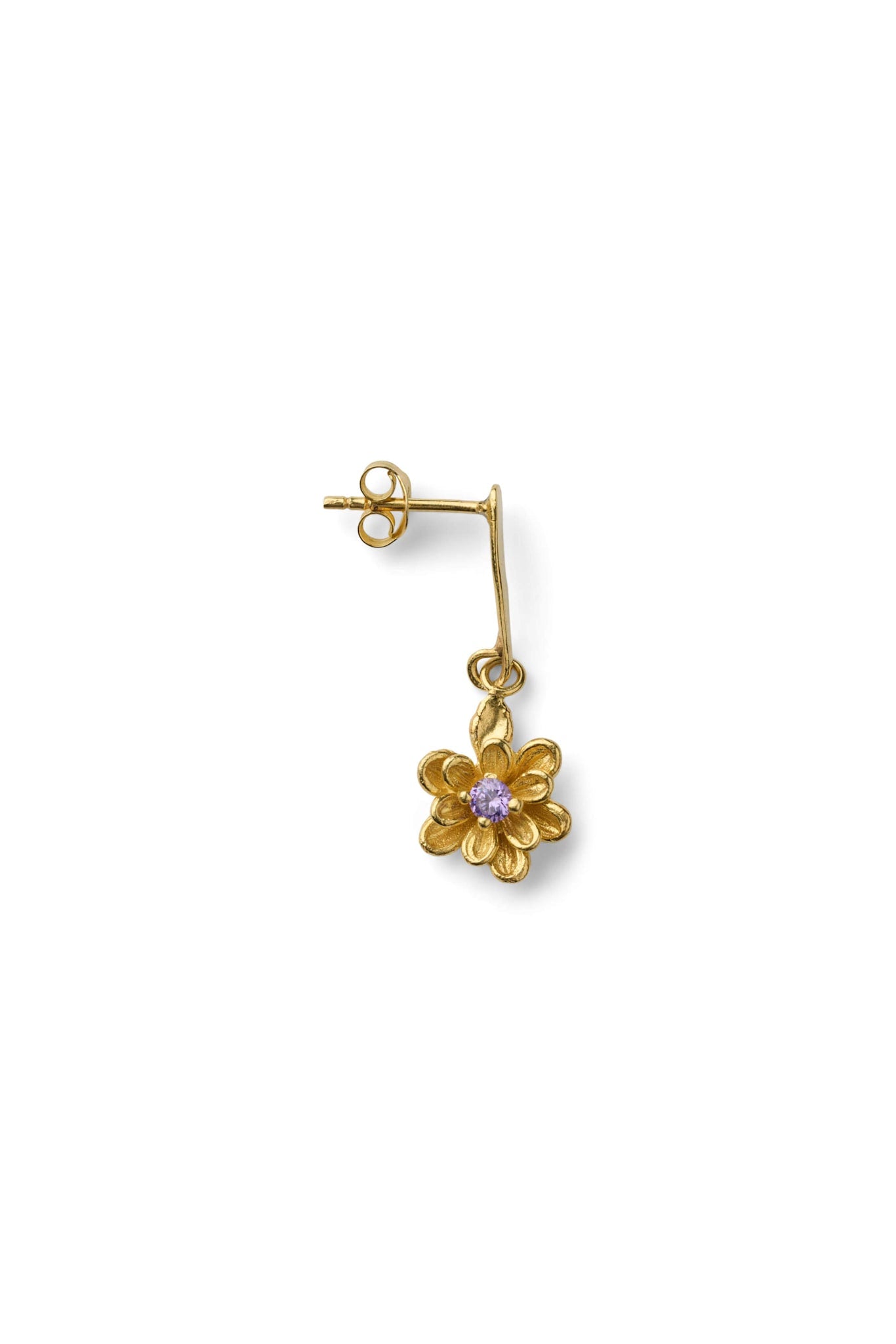 Stem Flower Stud - Nafsu I Gold w/ purple stone Gold w/ purple stone 5 - Rabens Saloner - DK