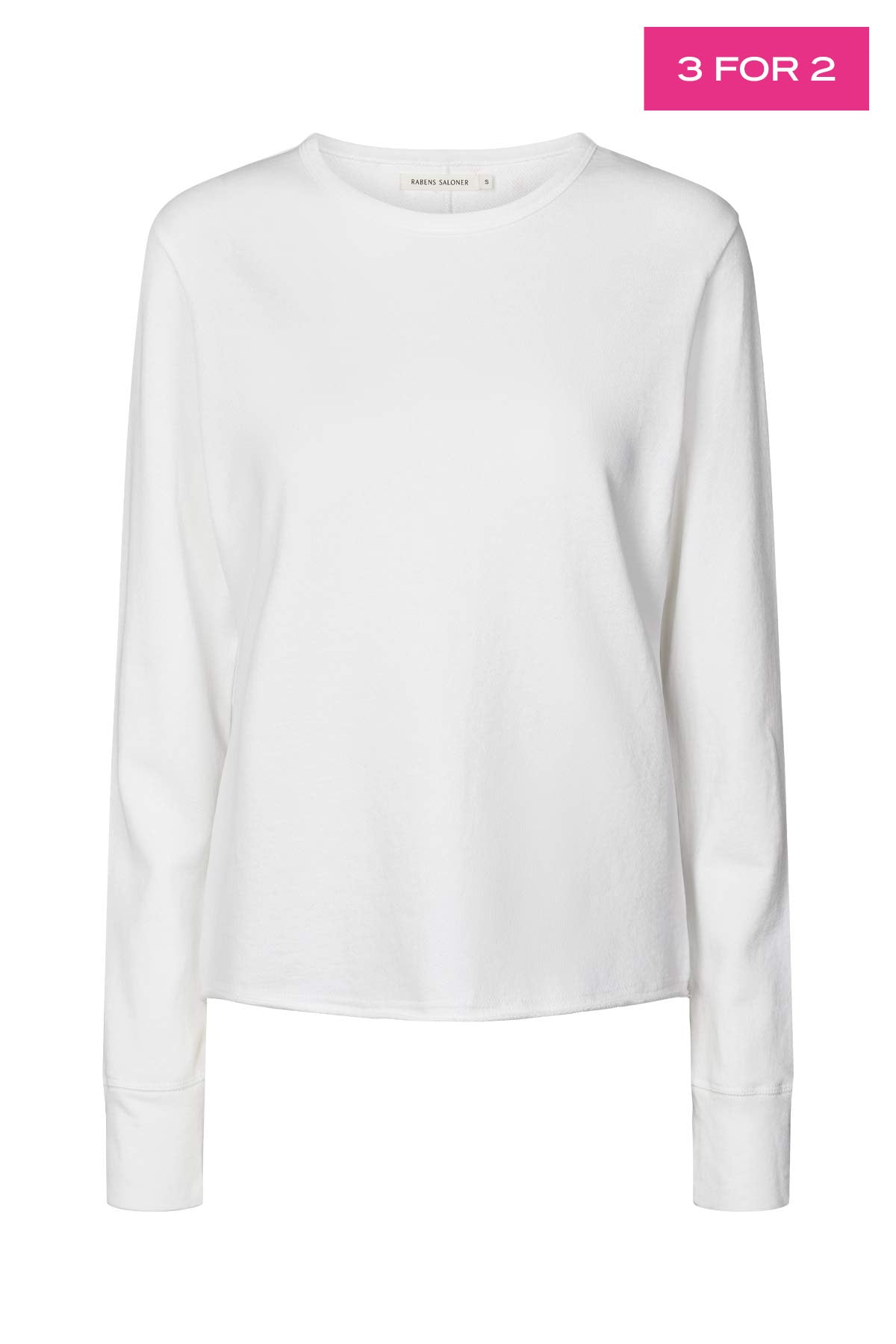Hila - Light stretch crew neck top I White 1 - Rabens Saloner - DK