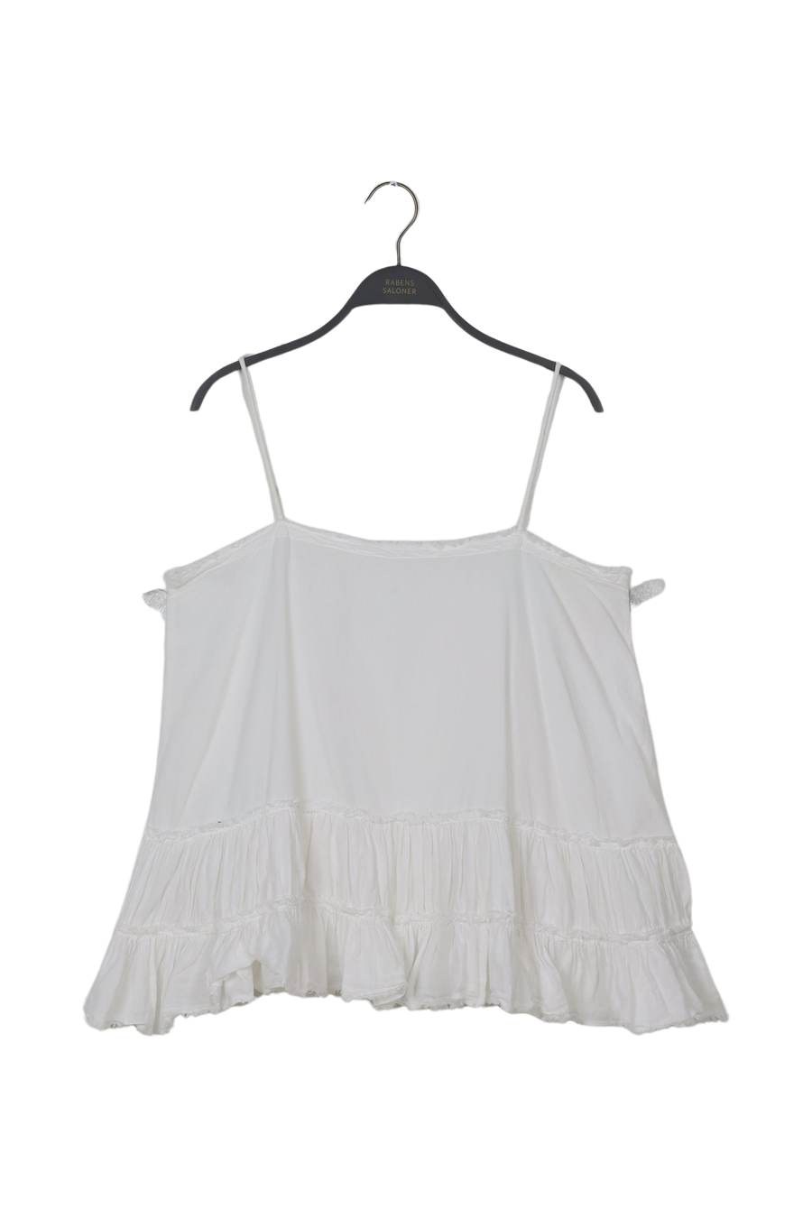 PreLoved Bella - Cotton tiered top - L WHITE L 1 - Rabens Saloner - DK