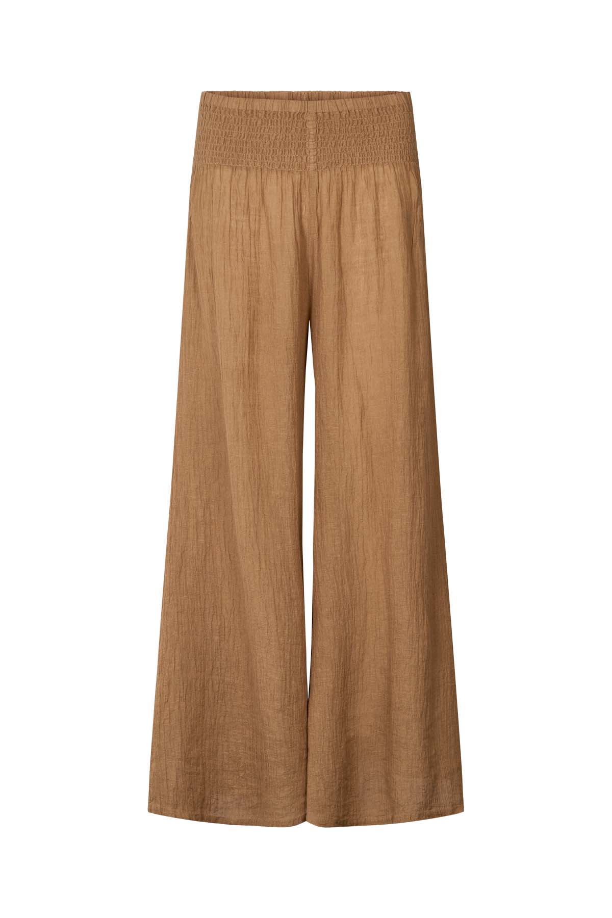 Karam - Crinkled wide leg pants I Walnut 11 - Rabens Saloner - DK