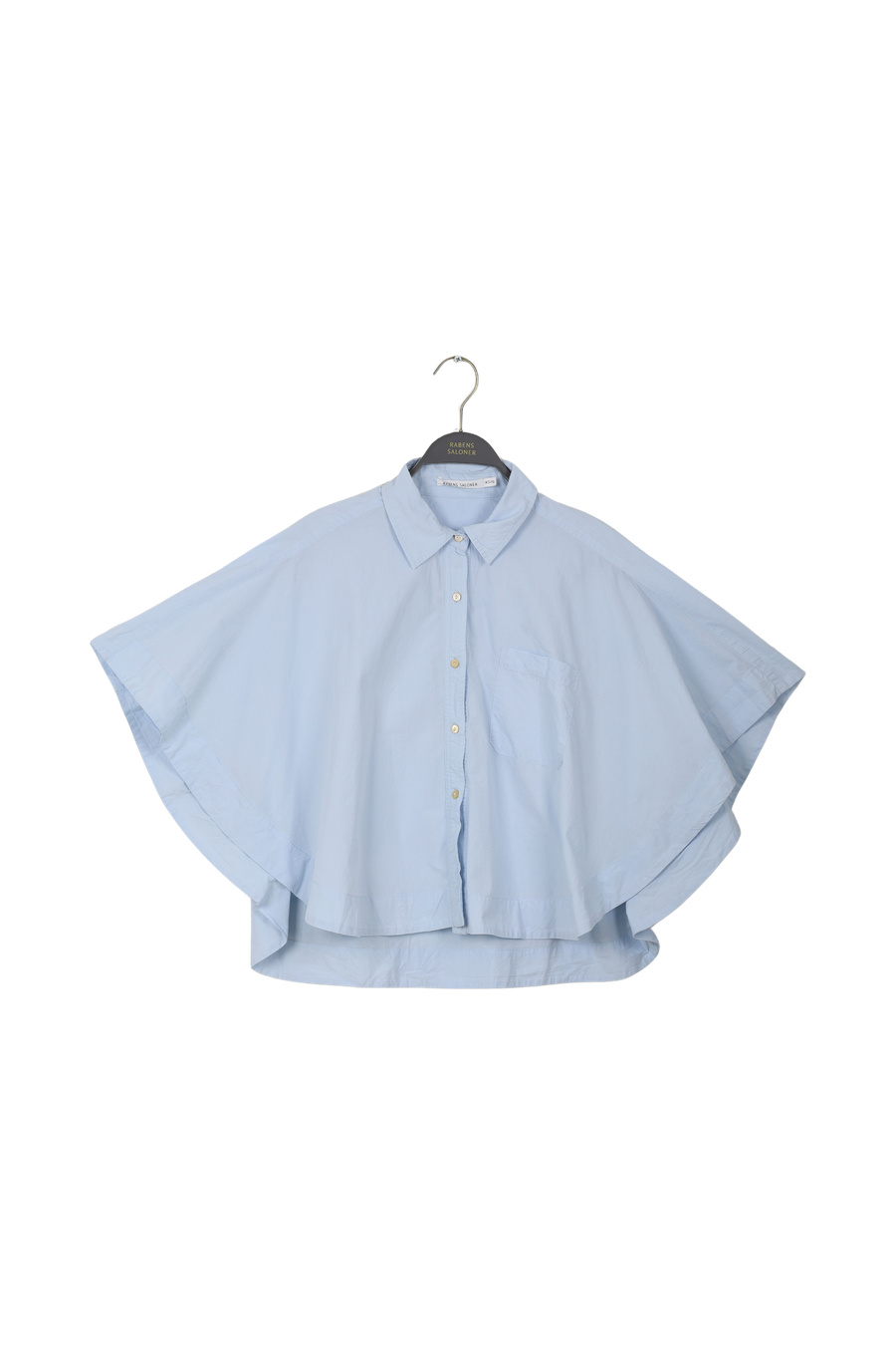 PreLoved Berte - Poplin curved hem shirt I Light blue - XS/S