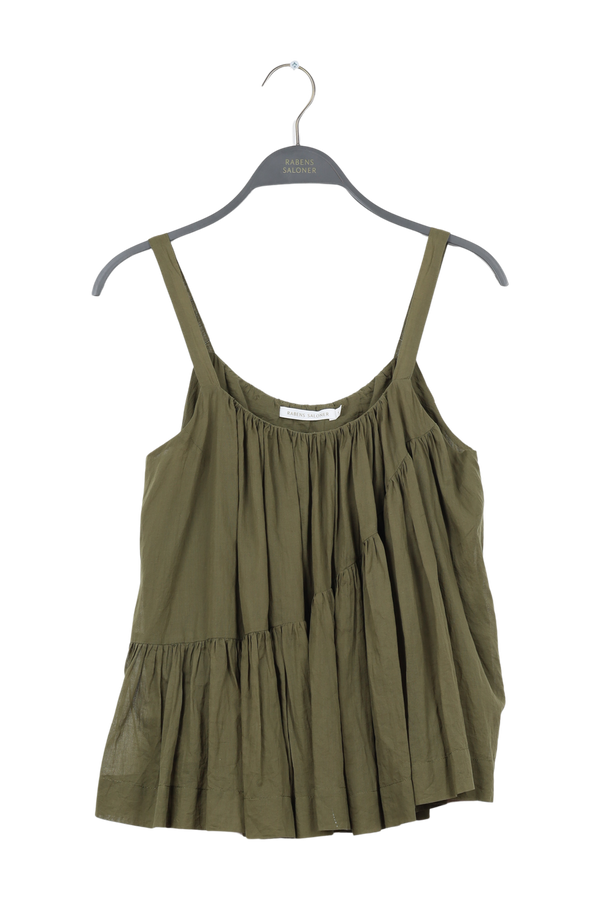 PreLoved Ryle - Angled gather top - XS Army green XS 1 - Rabens Saloner - DK