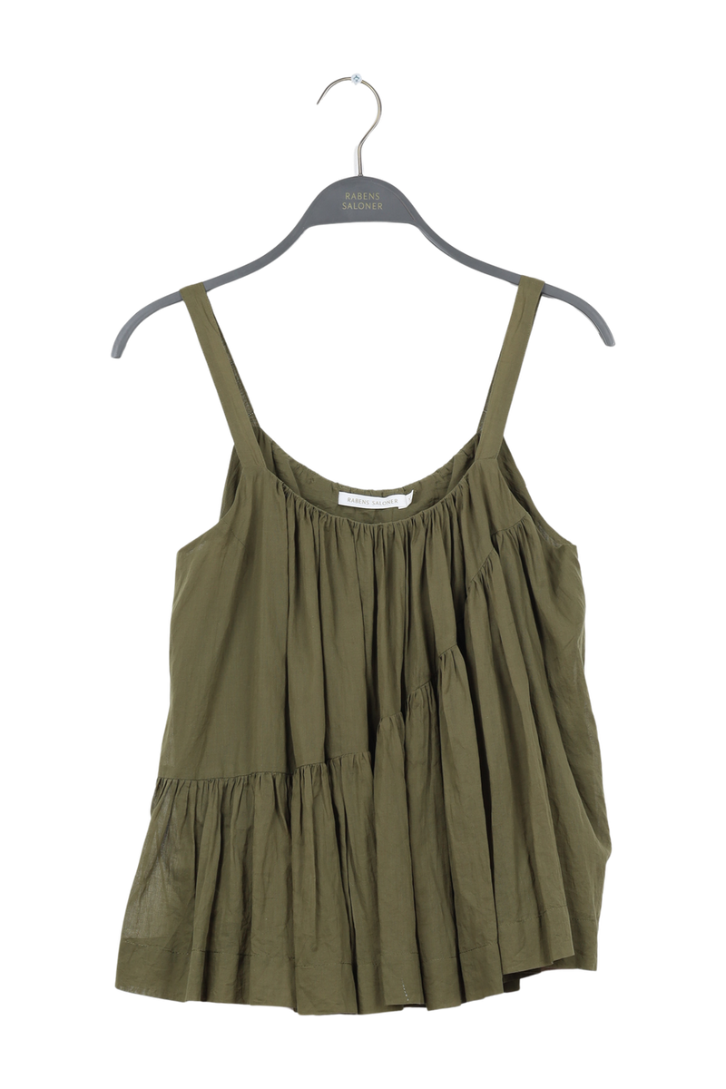 PreLoved Ryle - Angled gather top - XS Army green XS 1 - Rabens Saloner - DK