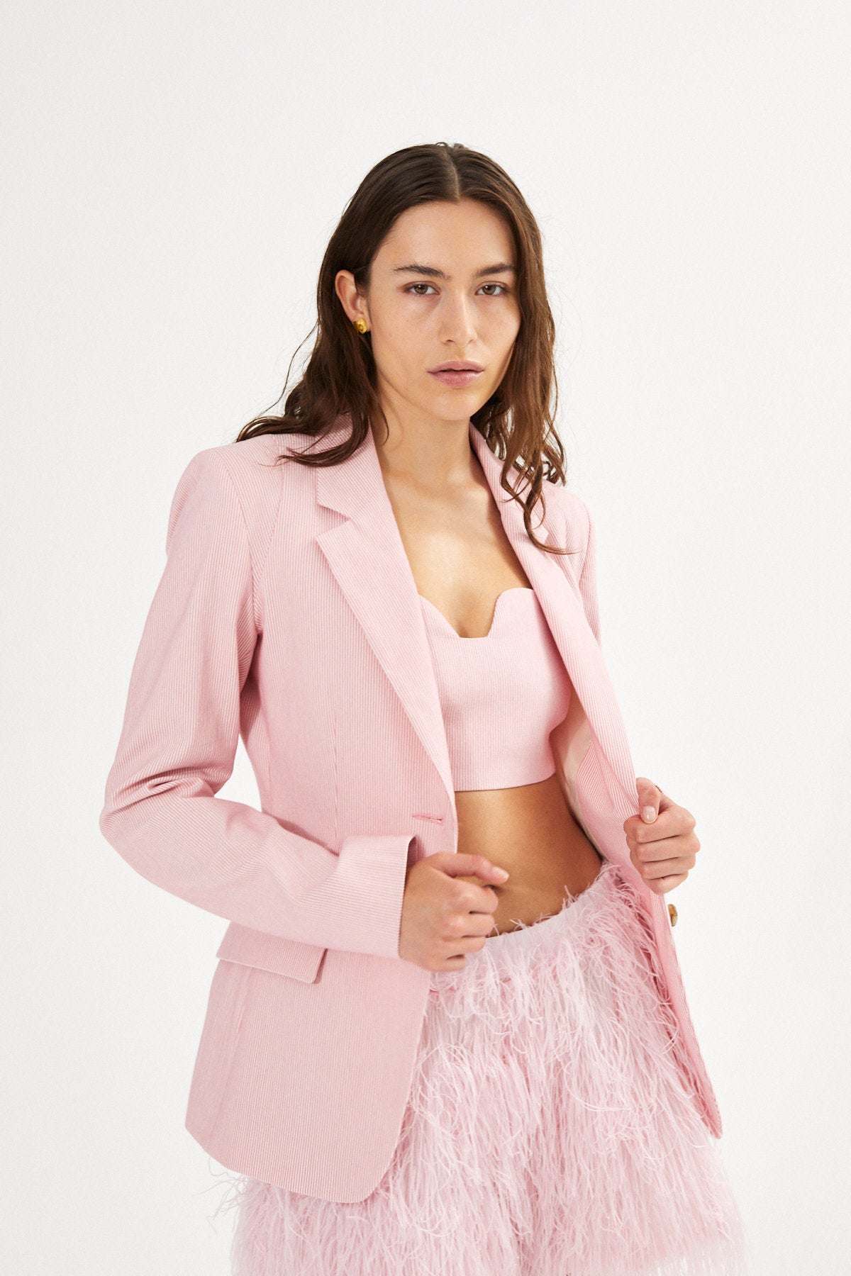 PreLoved Helda - Striped tailoring jacket I Pink stripe - M 3 - Rabens Saloner - DK