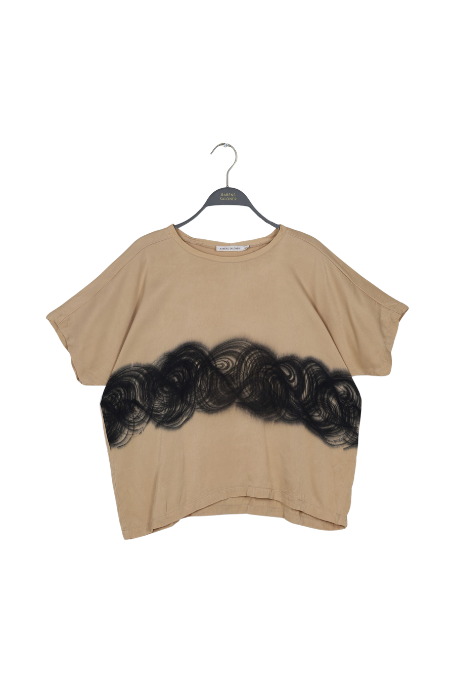 PreLoved Maggi - Swirl cropped t-shirt - S/M Black sculp combo S/M 1 - Rabens Saloner - DK