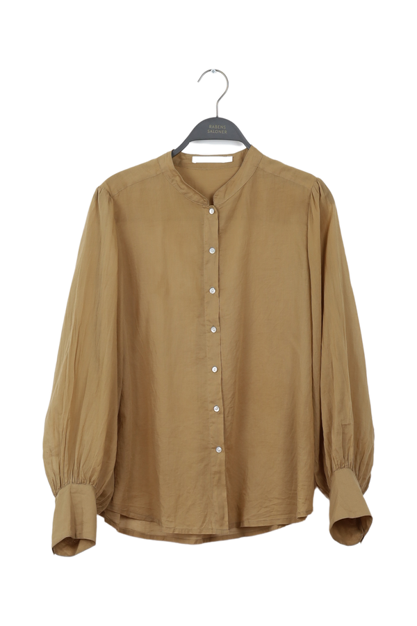 PreLoved Ruza - Angled gather full slv shirt - XL Moss XL 1 - Rabens Saloner - DK