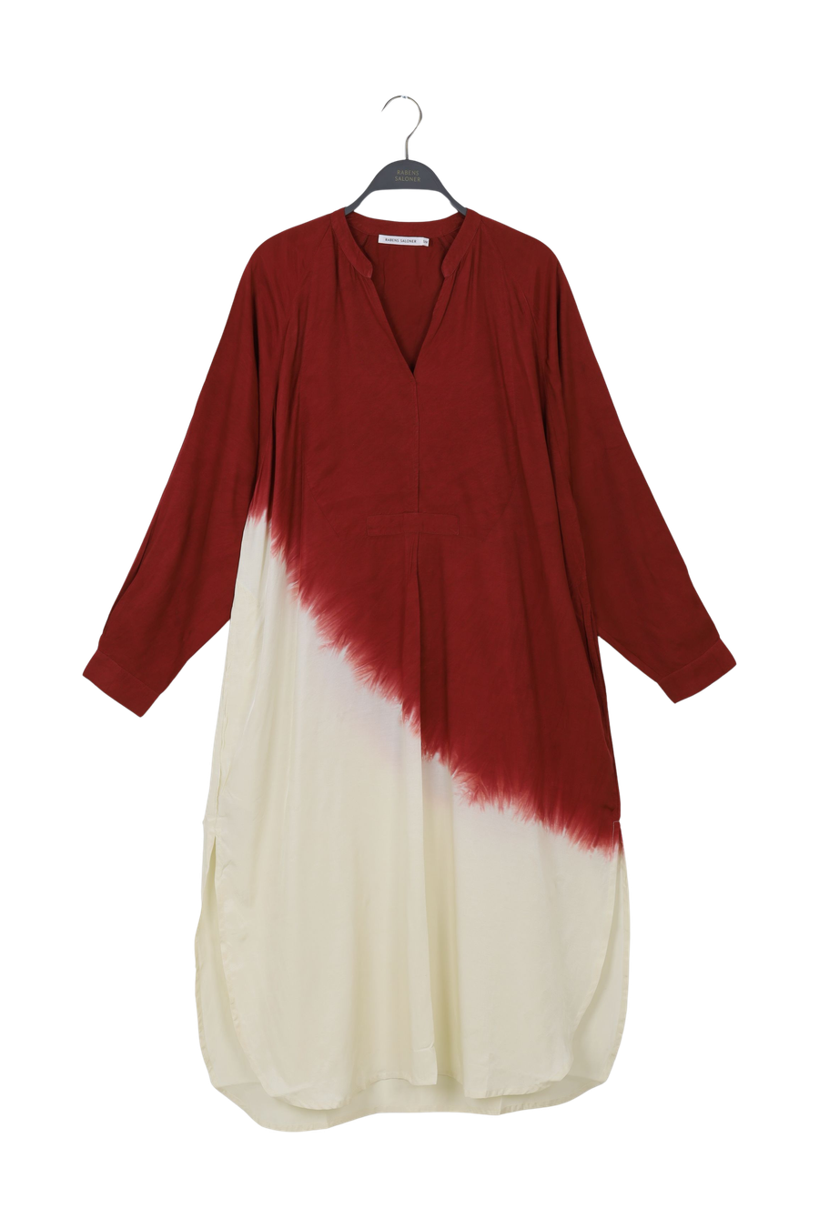 PreLoved Lareen - Coastal over size shirt dress I Burgundy chalk combo - S/M Burgundy chalk combo S/M 1 - Rabens Saloner - DK