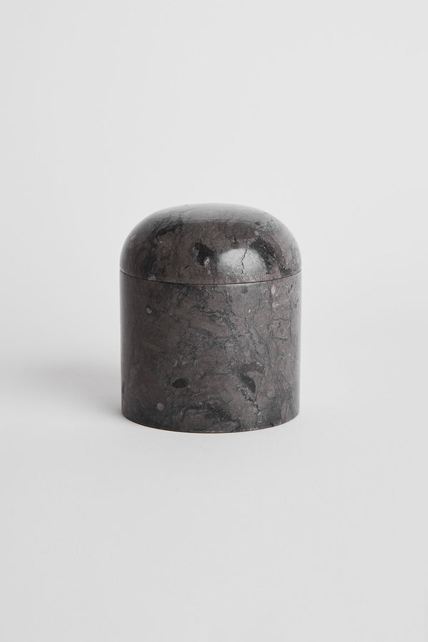 Large Marble Jar with Lid - 13x11 cm I Dark Grey Dark Grey H: 13 cm Ø:11 cm 1 - Rabens Saloner - DK
