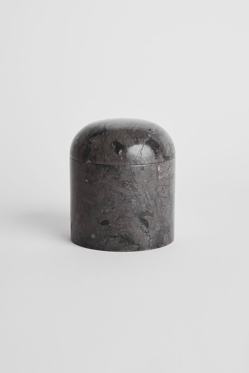 Large Marble Jar with Lid - 13x11 cm I Dark Grey Dark Grey H: 13 cm Ø:11 cm 1 - Rabens Saloner - DK