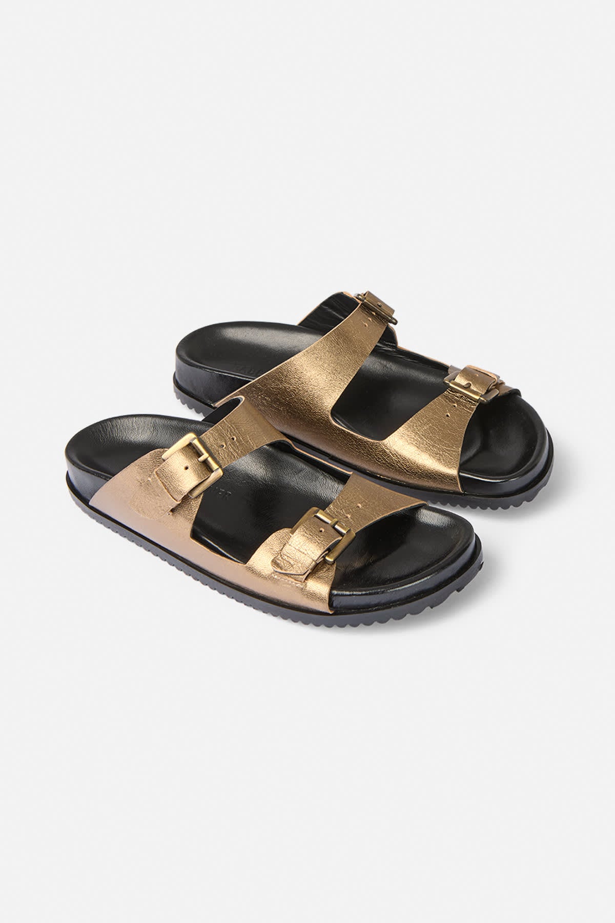 Oxana - Buckle sandal I Metallic smoke 1 - Rabens Saloner - DK