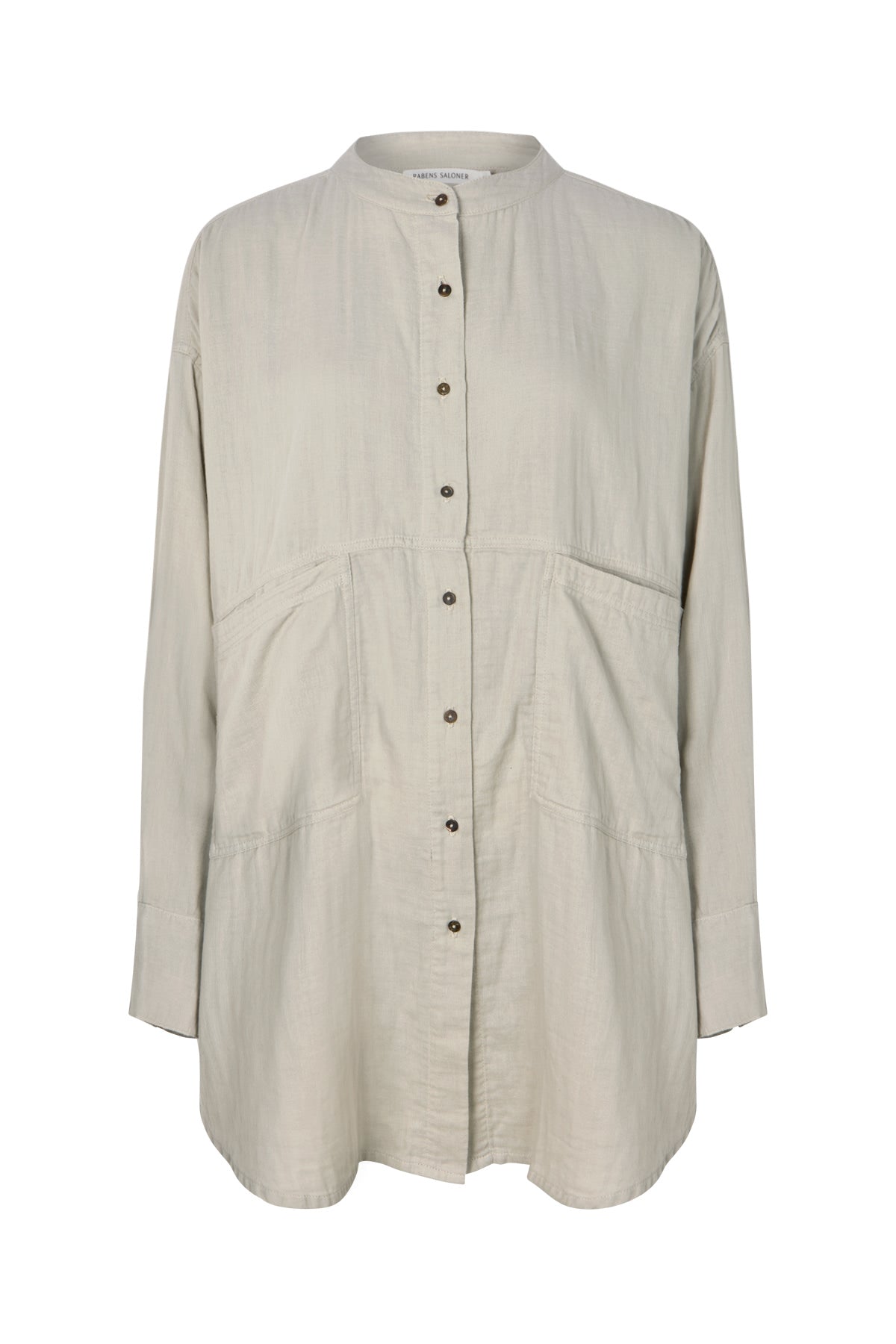 Sonja - Cotton double oversized shirt I Cement Cement XS/S 4 - Rabens Saloner - DK