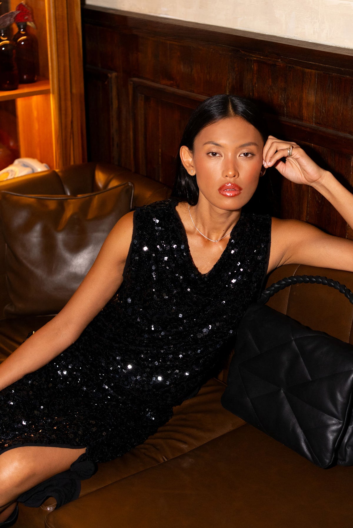 Liana - Sequin skirt I Black 9 - Rabens Saloner - DK