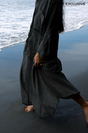 Jumana - Crinkled flared skirt I Faded black Faded black XS 7 - Rabens Saloner - DK