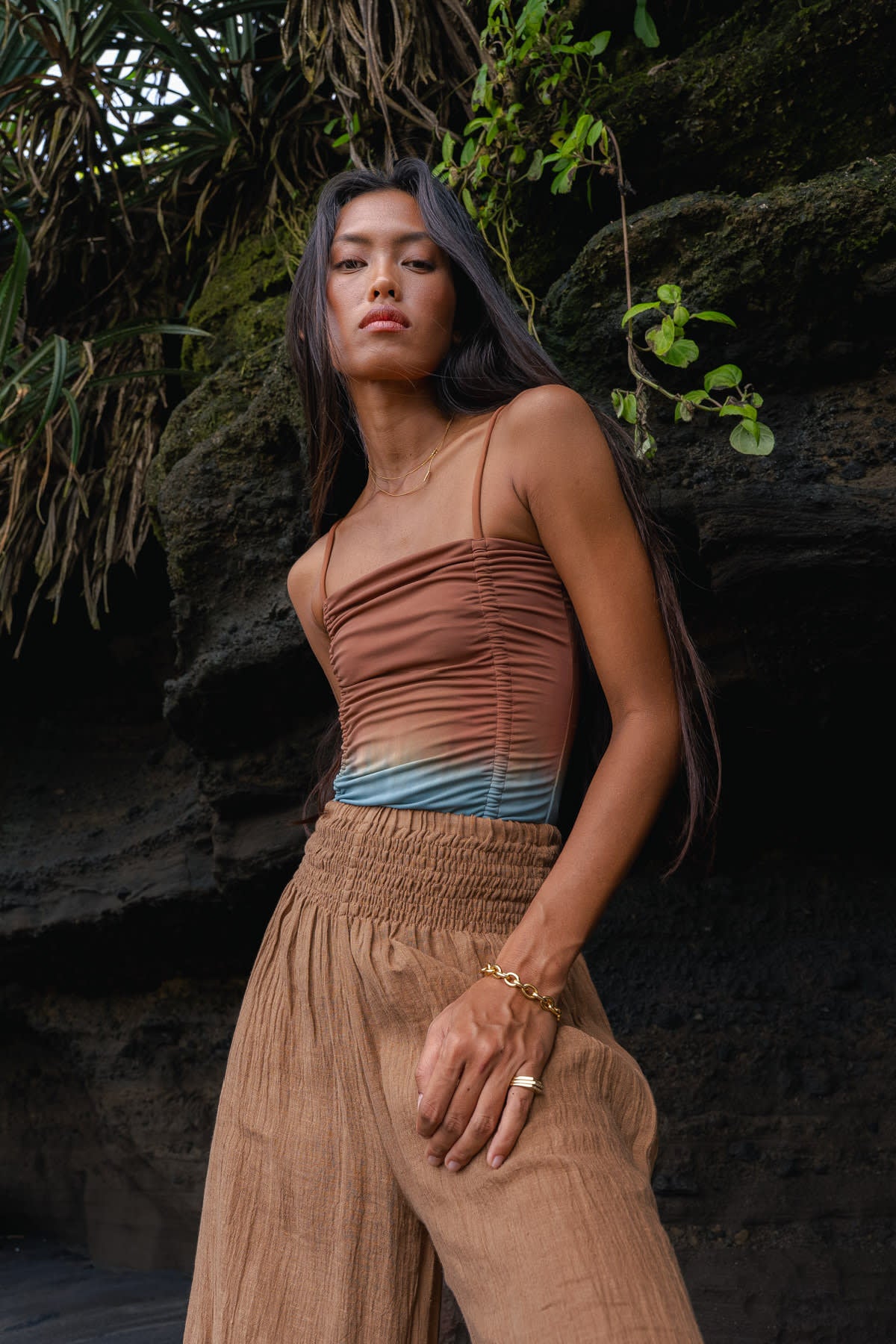 Sali - Fusion swimsuit I Cognac grey combo 8 - Rabens Saloner - DK