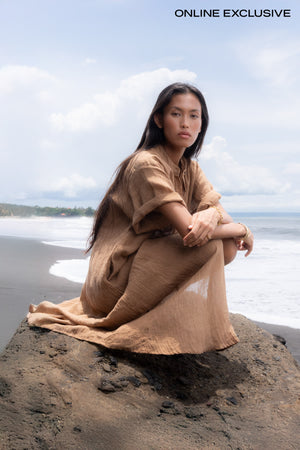 Susi - Crinkled long kaftan I Walnut Walnut XS 1 - Rabens Saloner - DK