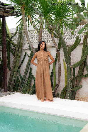 Kimber - Crinkled dress I Walnut Walnut XS 3 - Rabens Saloner - DK