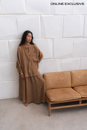 Jumana - Crinkled flared skirt I Walnut Walnut XS 3 - Rabens Saloner - DK