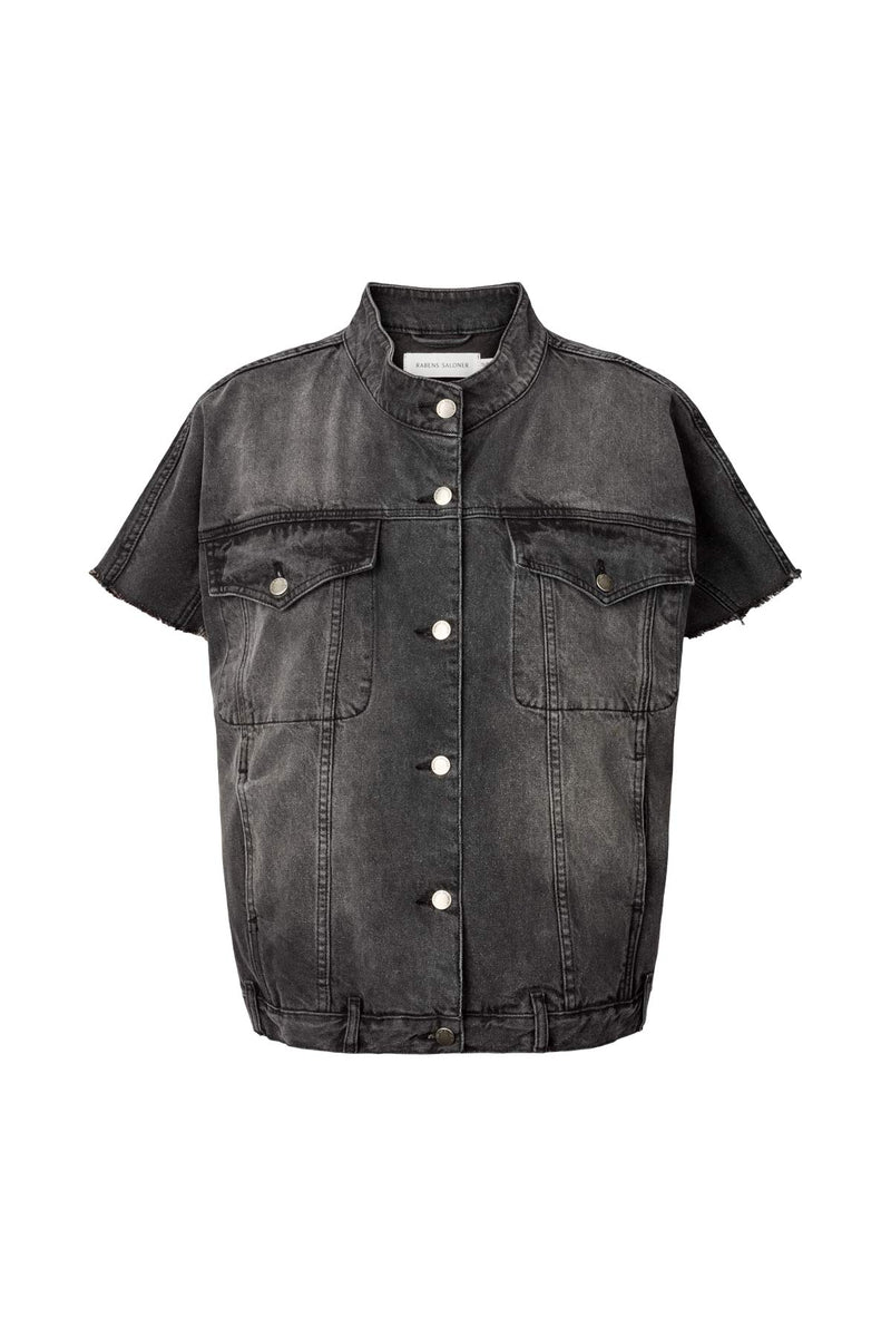 Denim vest jacket - Mir I Washed black denim 2 - Rabens Saloner - DK