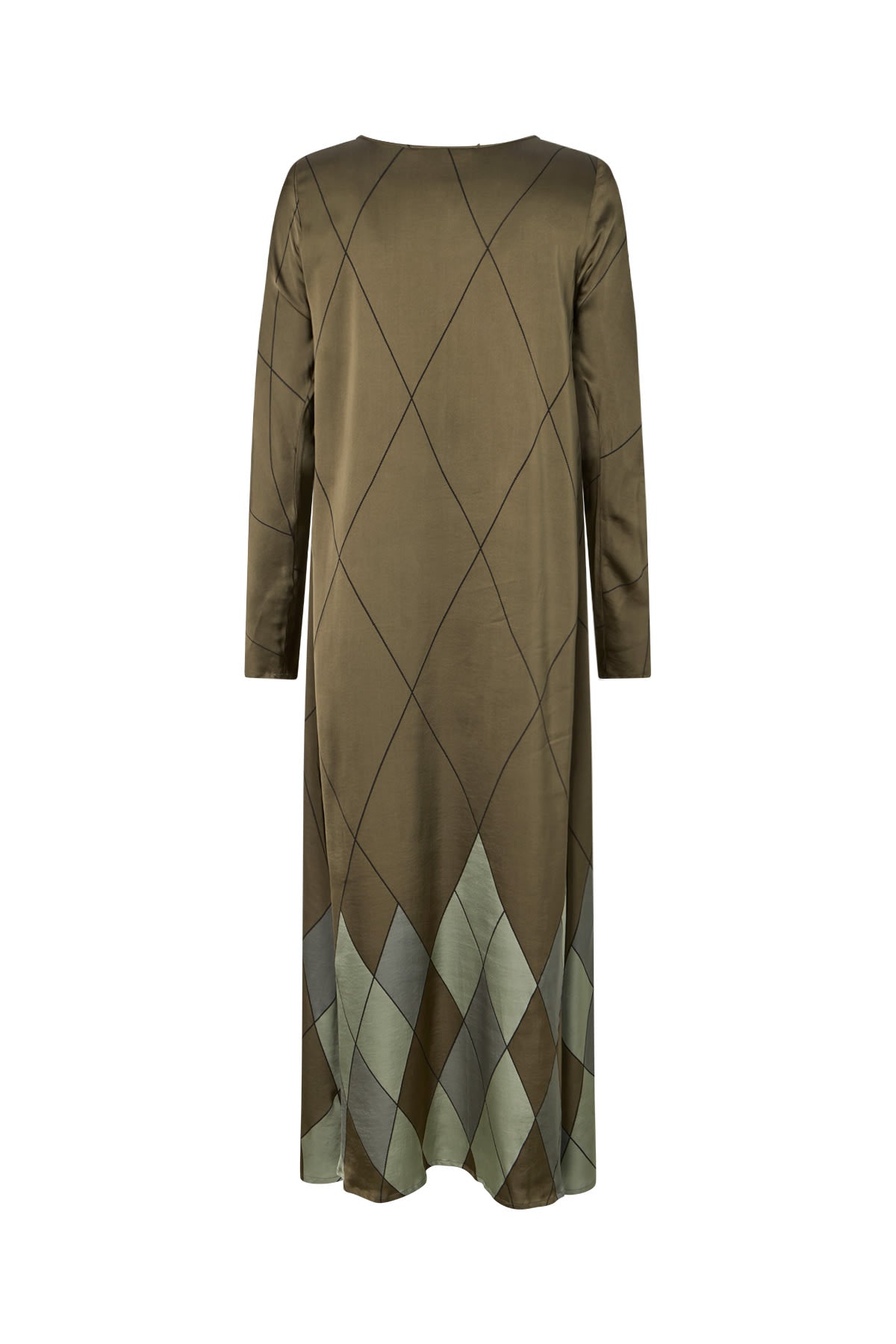 Miv - Diamond print flare dress I Olive combo 5 - Rabens Saloner - DK