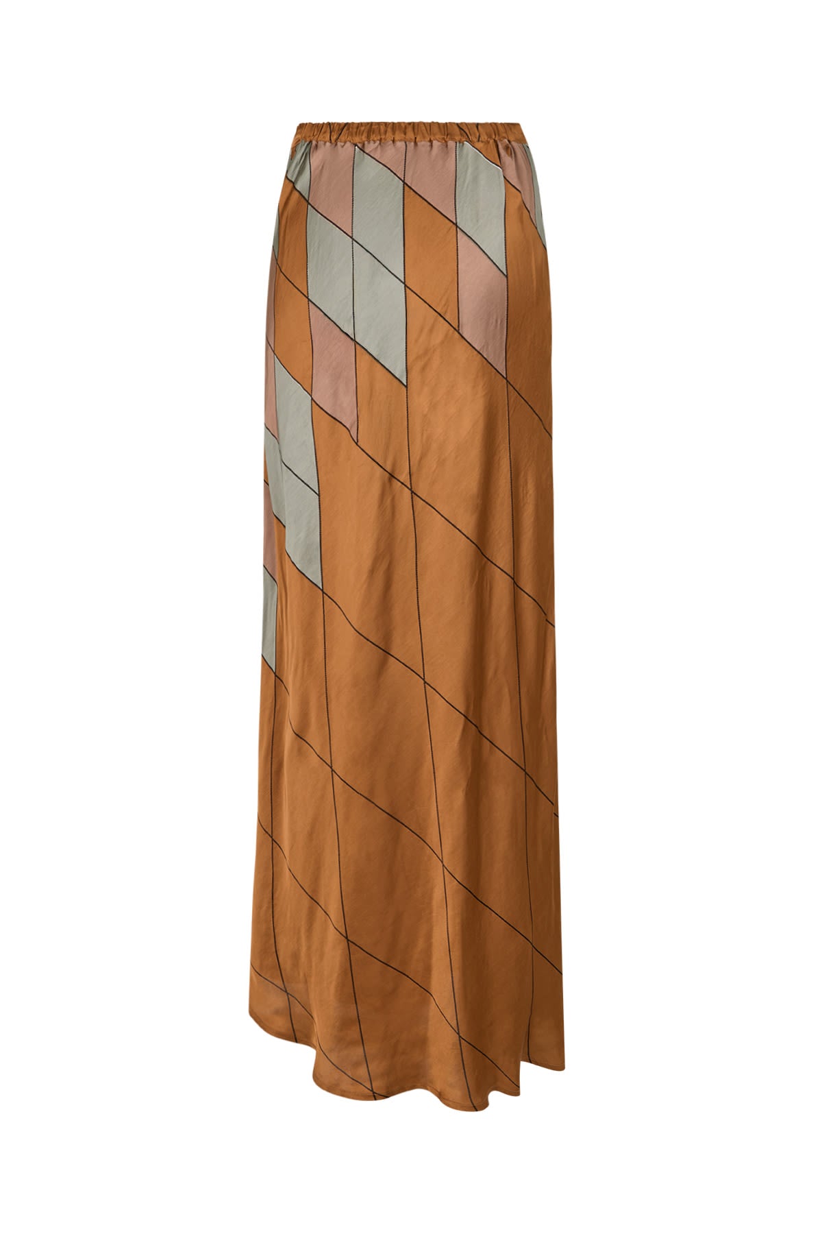 Mumle - Diamond print bias skirt I Rust combo 5 - Rabens Saloner - DK