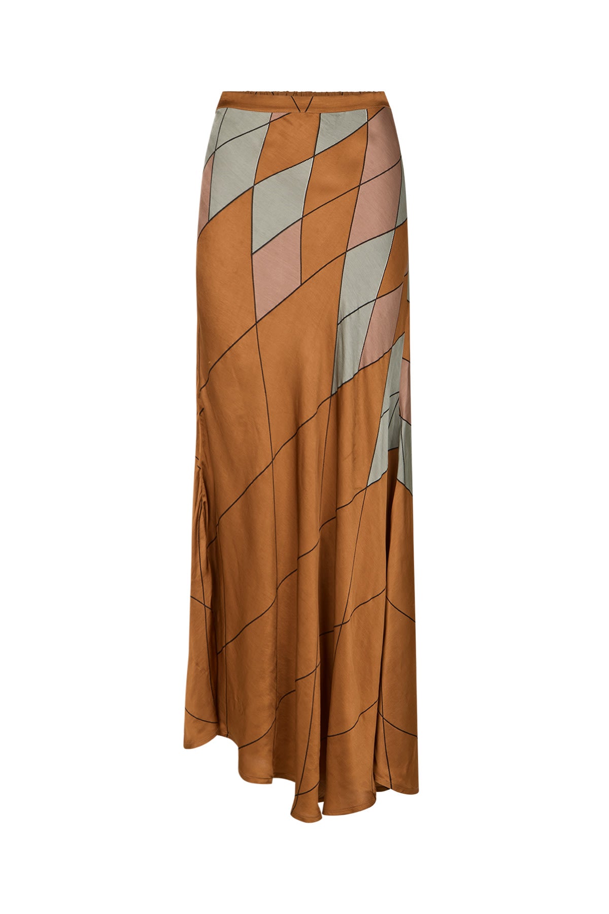 Mumle - Diamond print bias skirt I Rust combo Rust combo XS 4 - Rabens Saloner - DK