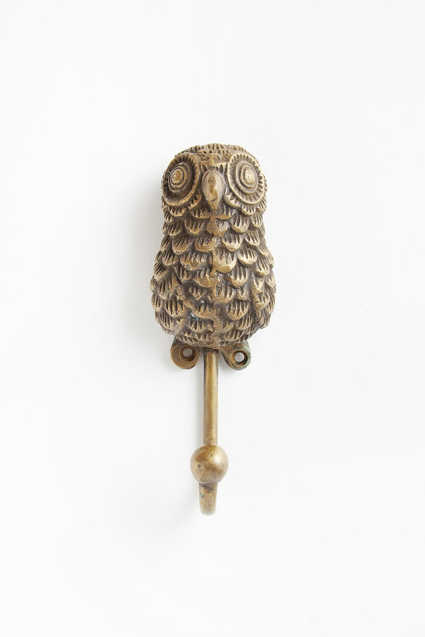 Owl brass hook - Hook 16 cm I Matte brass 1 - Rabens Saloner - DK