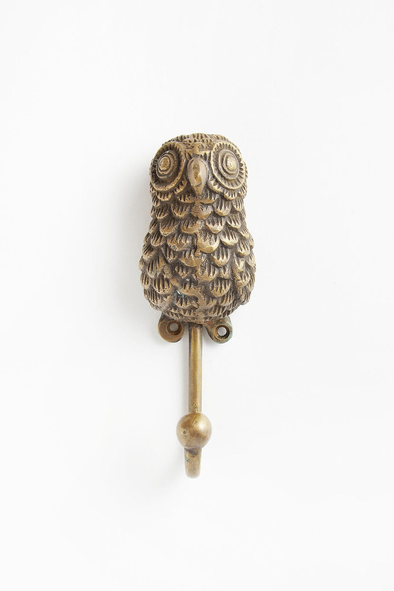 Owl brass hook - Hook 16 cm I Matte brass 1 - Rabens Saloner - DK