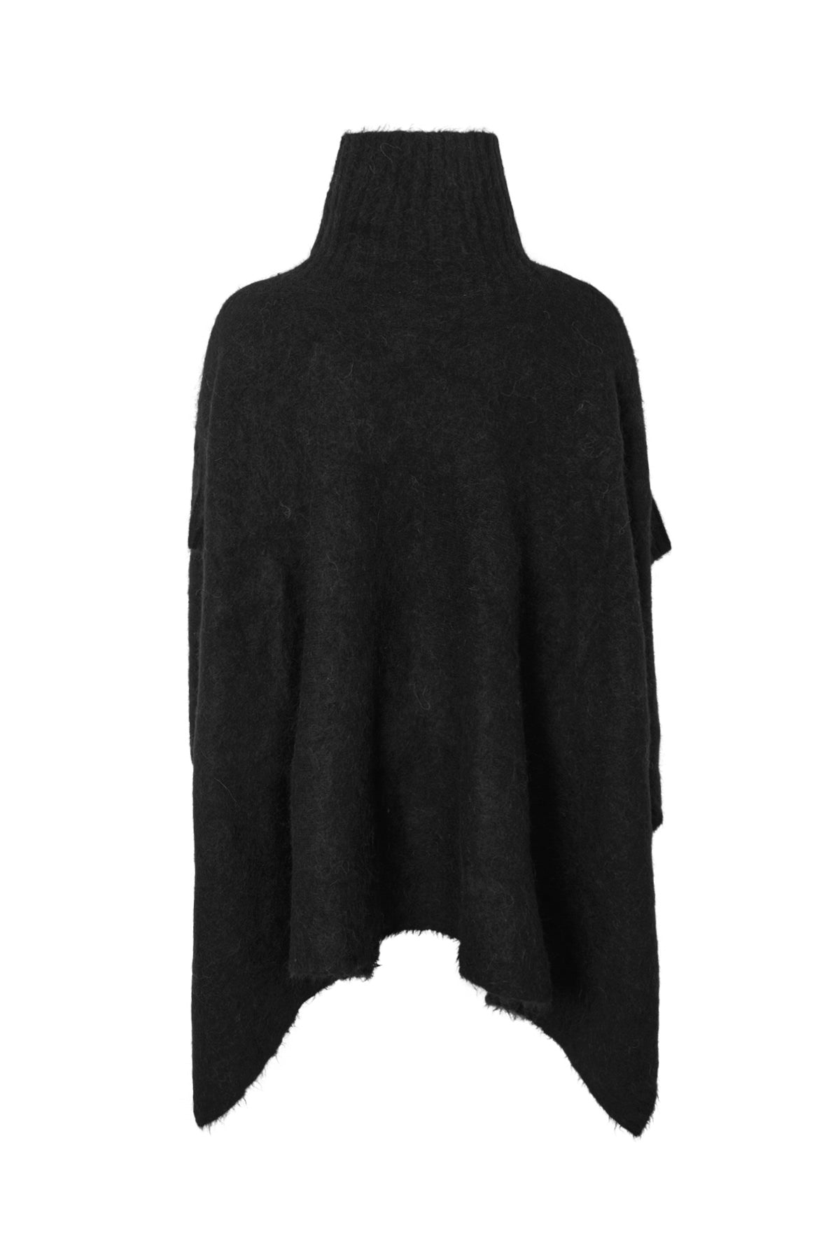 Dede - Fluffy knit poncho I Black 6 - Rabens Saloner - DK