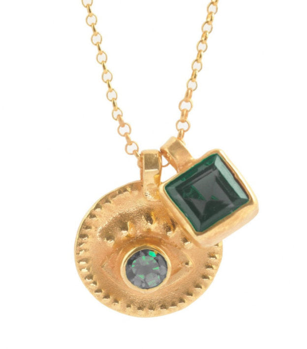 Nafsu - Necklace w/eye and square pendant I Green combo Green combo 1 - Rabens Saloner - DK