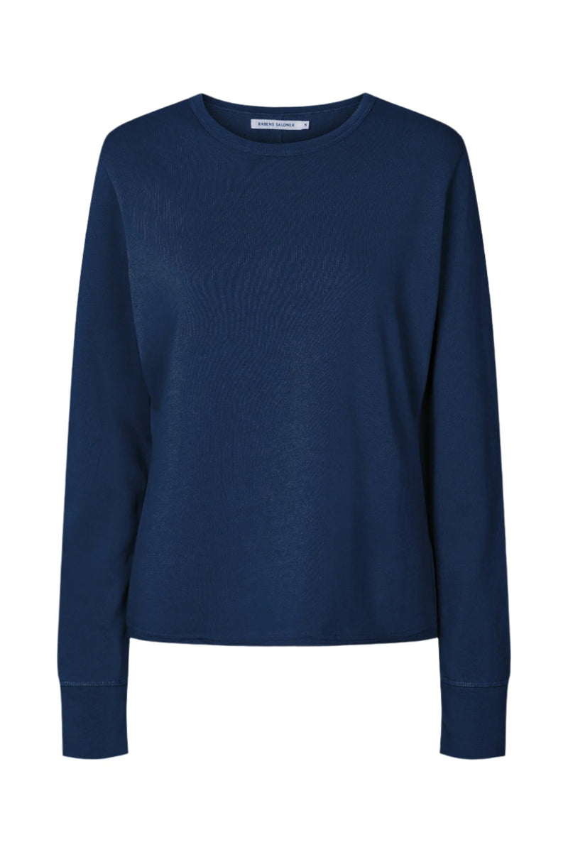 Hila - Light stretch crew neck top I Navy Navy XS  1 - Rabens Saloner - DK