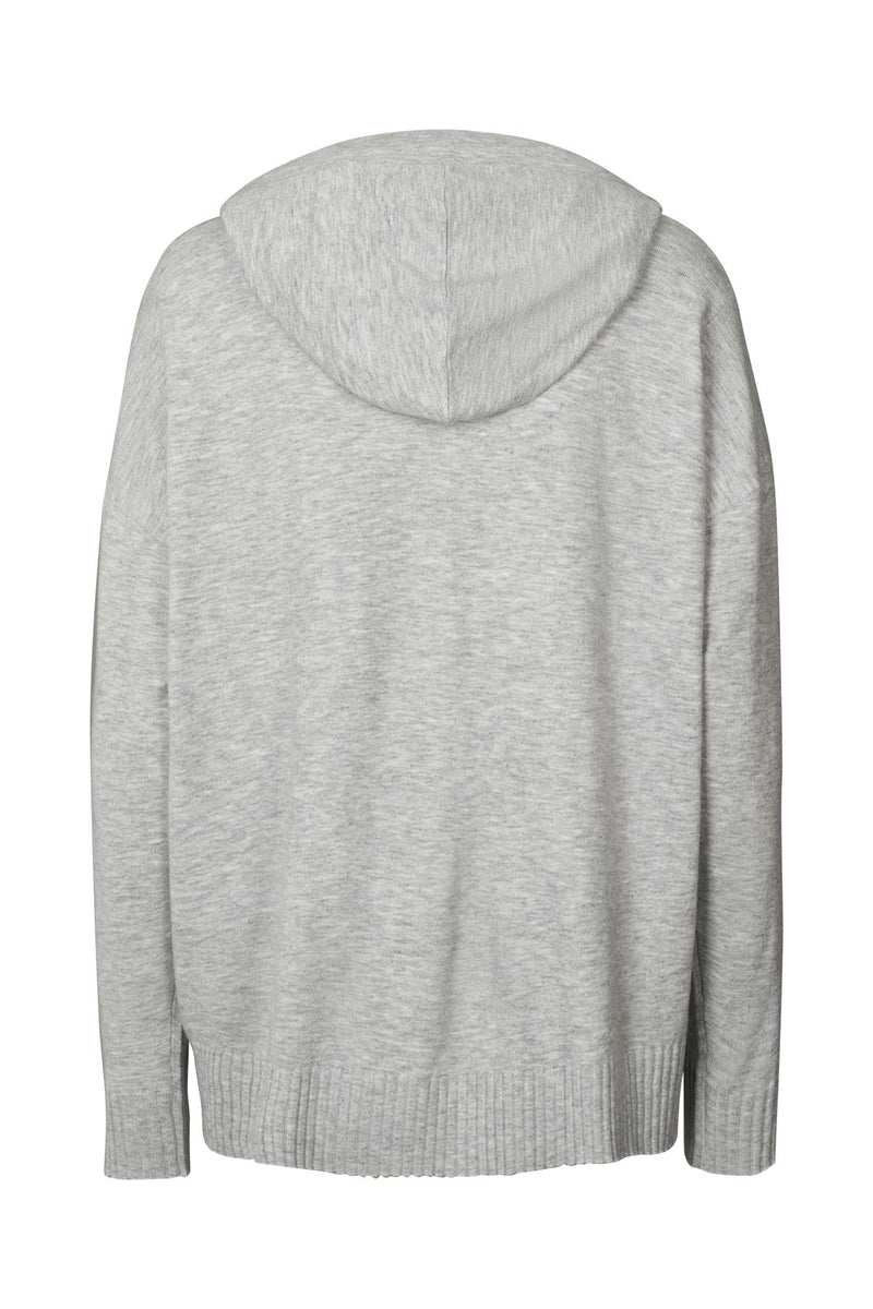 Helena - Knit lounge over size hoodie I Grey melange 6 - Rabens Saloner - DK