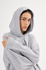 Helena - Knit lounge over size hoodie I Grey melange    1 - Rabens Saloner - DK