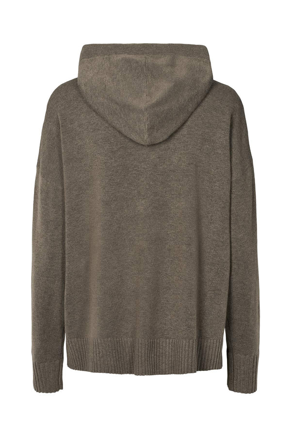 Helena - Knit lounge over size hoodie I Mole melange 2 - Rabens Saloner - DK