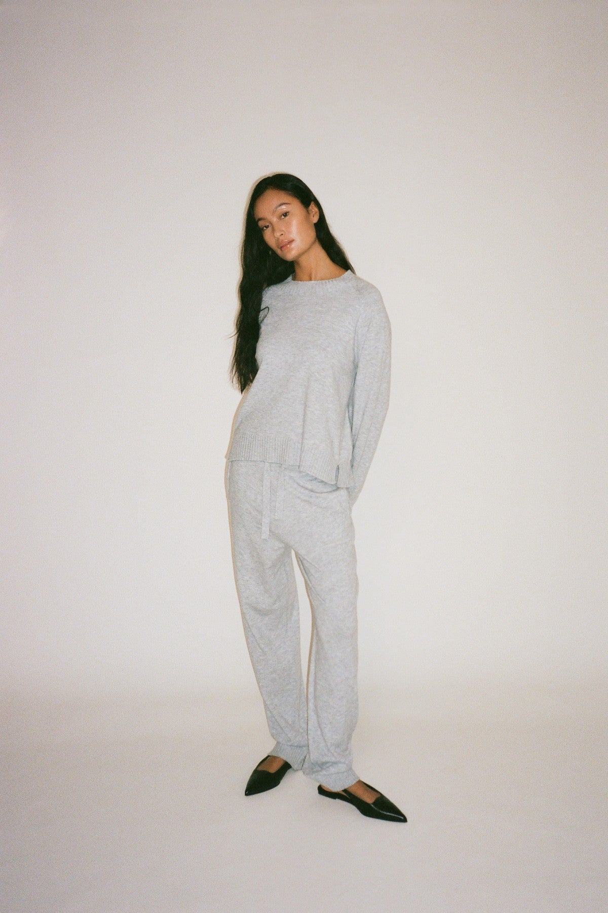 Ruca - Knit lounge boxy sweater I Grey melange 3 - Rabens Saloner - DK