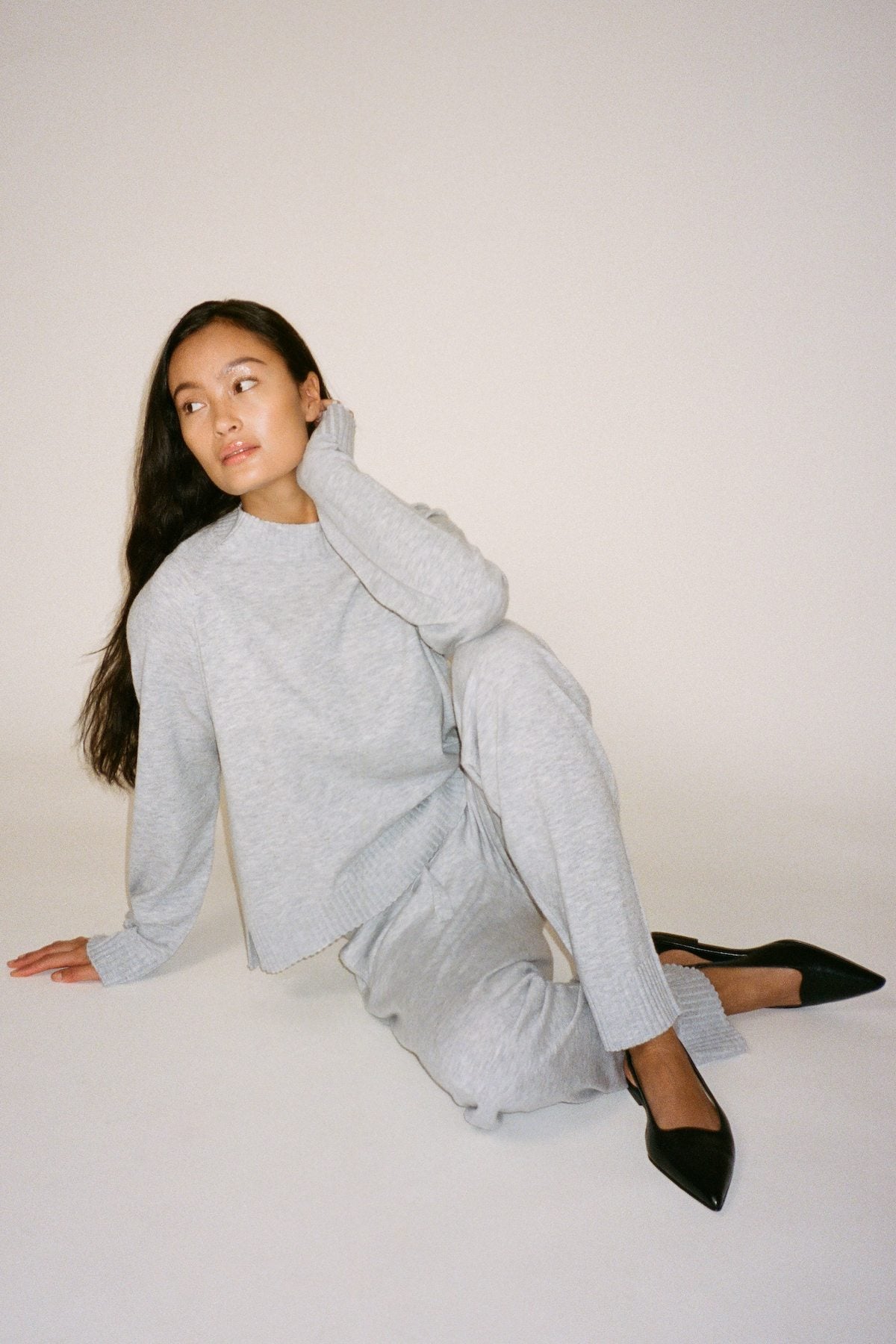 Ruca - Knit lounge boxy sweater I Grey melange 4 - Rabens Saloner - DK