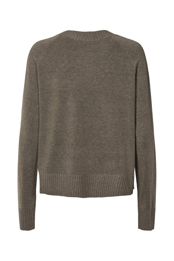 Ruca - Knit lounge boxy sweater I Mole melange 2 - Rabens Saloner - DK