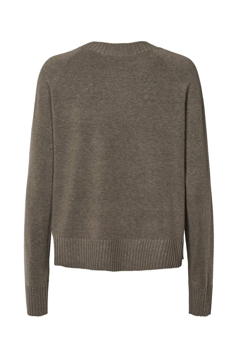 Ruca - Knit lounge boxy sweater I Mole melange 2 - Rabens Saloner - DK