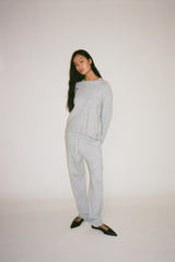 Jorun - Knit lounge pants I Mole melange