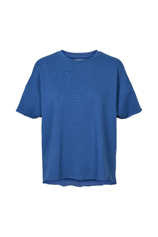 Margot - Light stretch cropped t-shirt I Workwear blue melange Workwear blue melange XS/S 1 - Rabens Saloner - DK
