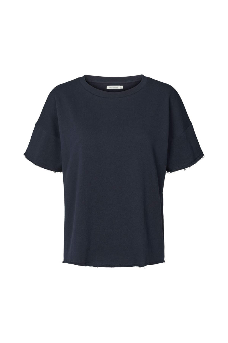 Margot - Light stretch cropped t-shirt I Navy Navy XS/S 1 - Rabens Saloner - DK