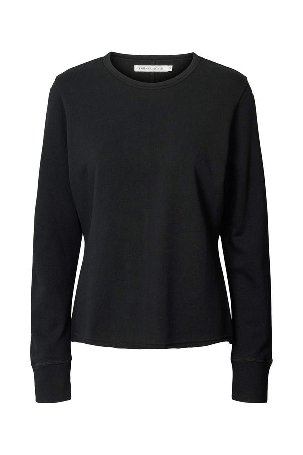 Hila - Light stretch crew neck top I Jet black Jet black XS  1 - Rabens Saloner - DK