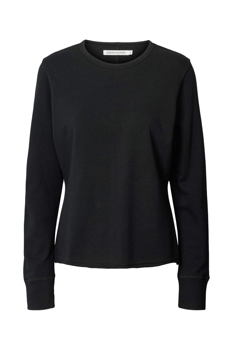 Hila - Light stretch crew neck top I Jet black Jet black XS  1 - Rabens Saloner - DK