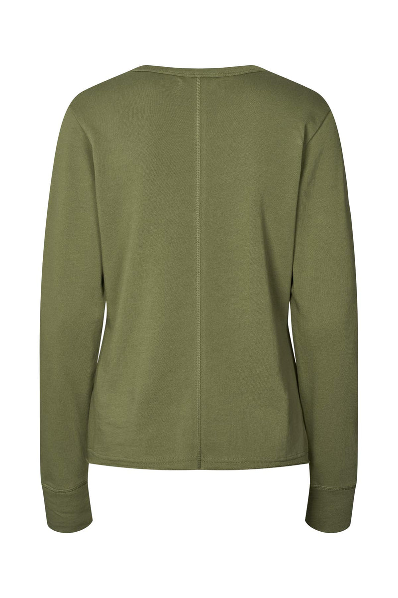 Hila - Light stretch crew neck top I Loden green 2 - Rabens Saloner - DK