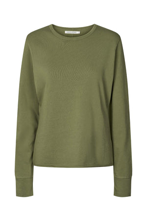 Hila - Light stretch crew neck top I Loden green Loden green XS 1 - Rabens Saloner - DK