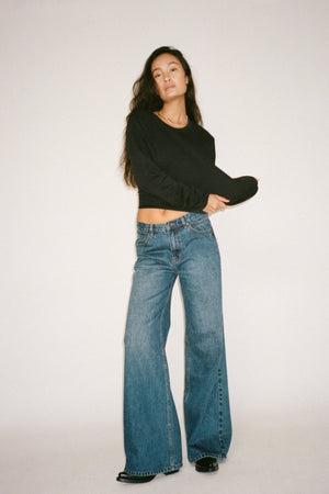 Hila - Light stretch crew neck top I Jet black Jet black XS 1 - Rabens Saloner - DK