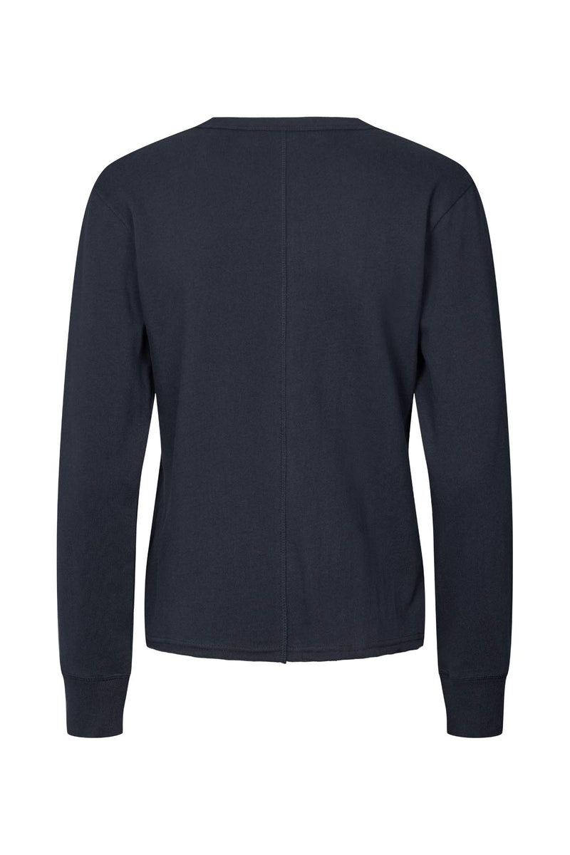 Hila - Light stretch crew neck top I Navy    2 - Rabens Saloner - DK